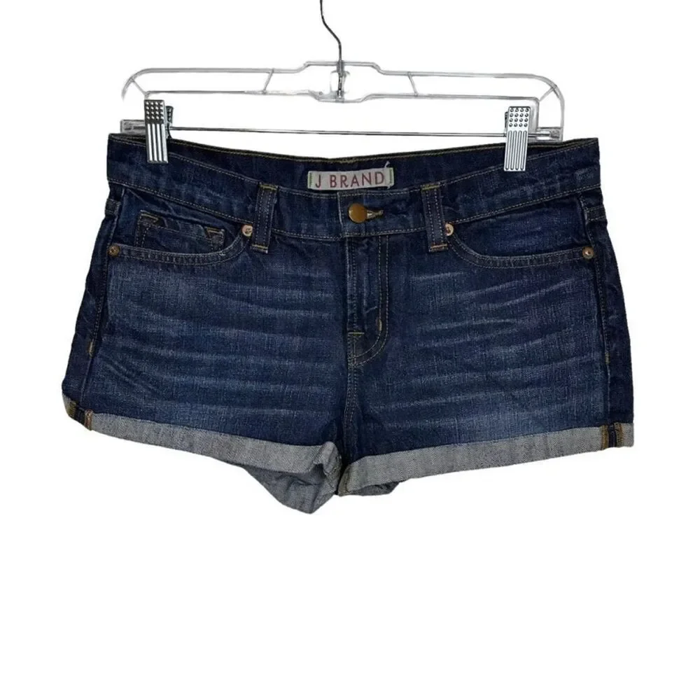 J Brand Santiago 5-Pocket Cuffed Denim Shorts Dark Wash Women 26